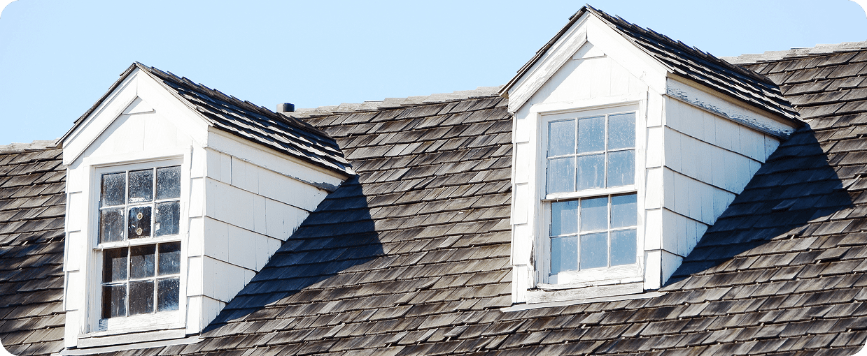 Roof with dual dormer windows