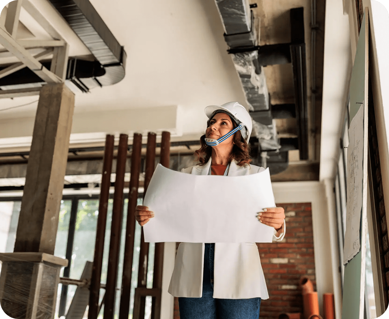 Architect examining building plans